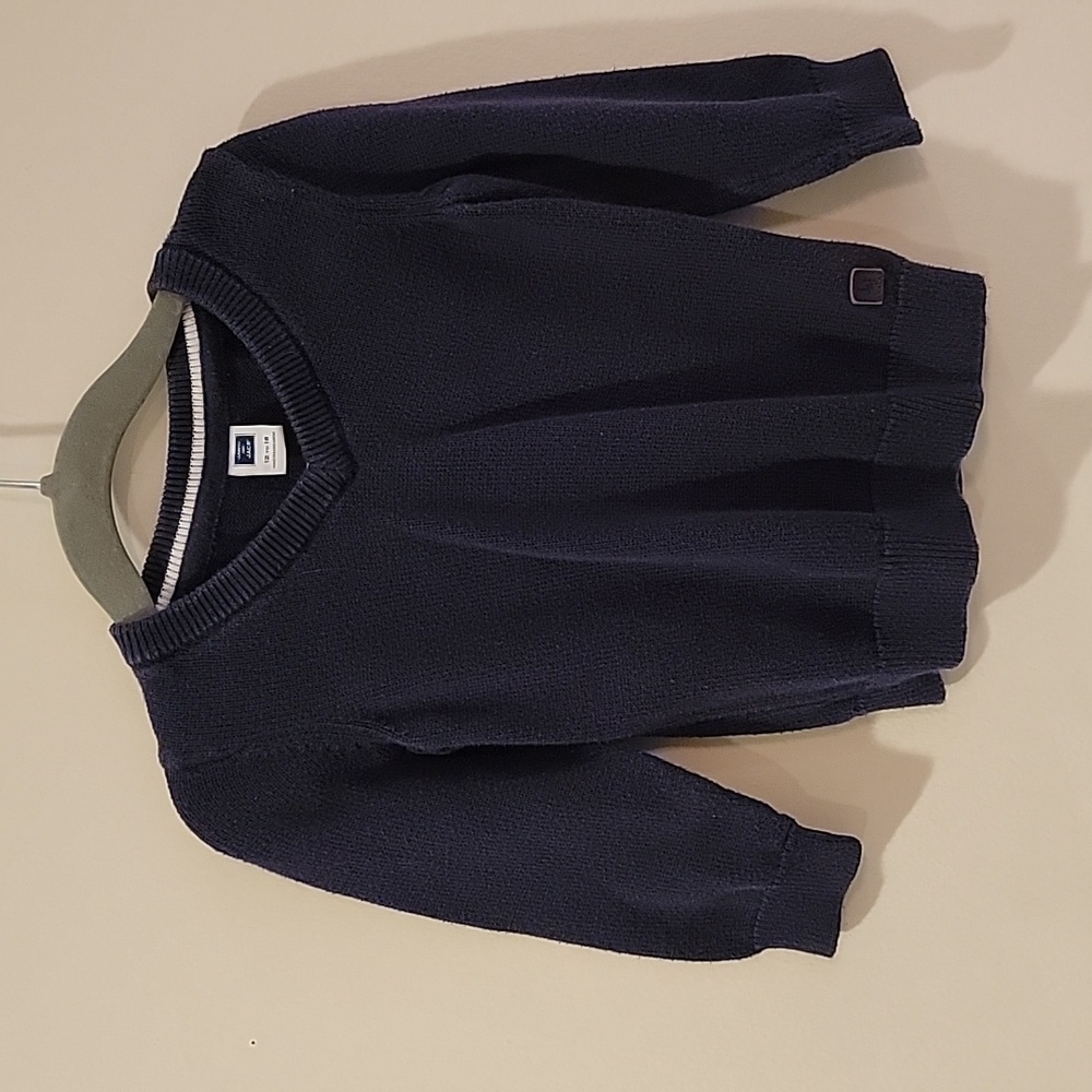 Janie and Jack sweater size 12-18 months navy v neck kids infant